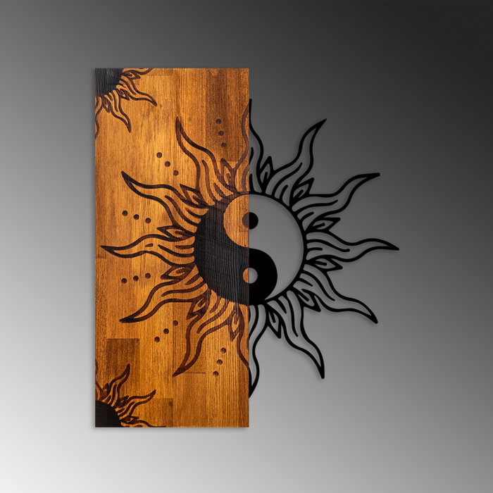 Wallity Yin Yang Escultura de Pared en Madera y Metal